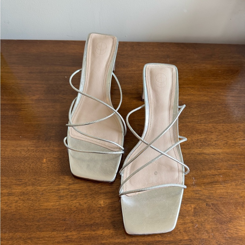 Porte & Paire Metallic Leather Mules